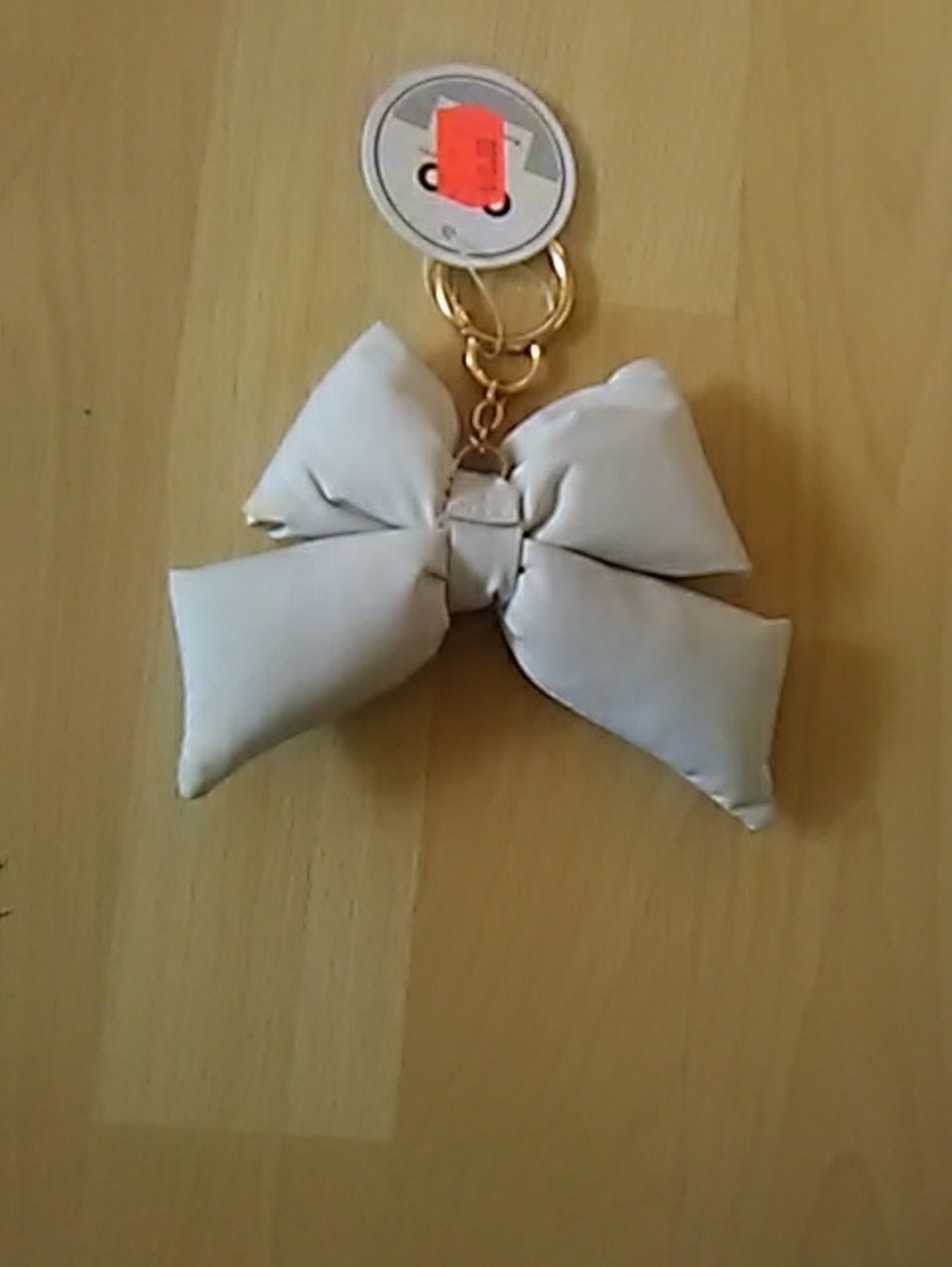 Cream Bow Key & Card Holder Charm with Gold Hardware